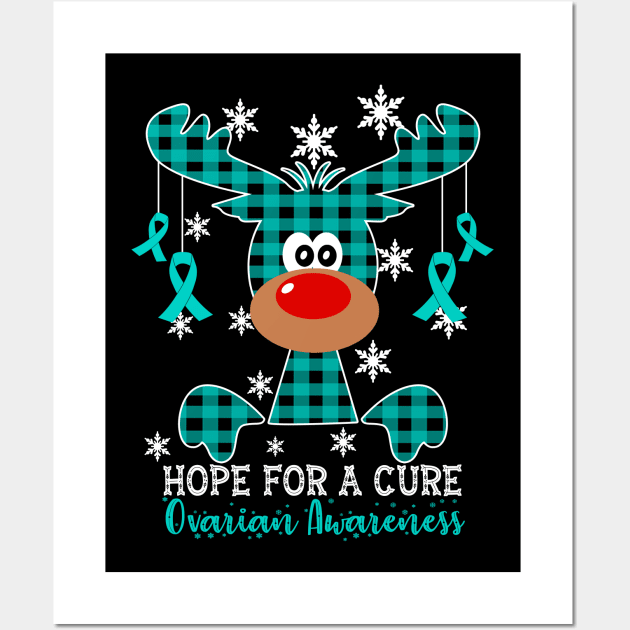 Reindeer Hope For A Cure Ovarian Awareness Christmas Wall Art by HomerNewbergereq